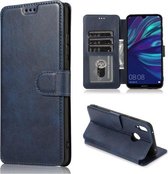 Voor Huawei Y7 2019 Kalf Textuur Magnetische Gesp Horizontale Flip Leren Case met Houder & Kaartsleuven & Portemonnee & Fotolijst (Blauw)