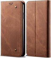 Voor Huawei Nova 7 SE / P40 Lite 5G Denim Textuur Casual Stijl Horizontale Flip Leren Case met Houder & Kaartsleuven & Portemonnee (Bruin)