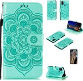 Mandala reliÃ«fpatroon horizontale flip PU lederen tas met houder & kaartsleuven & walle & lanyard (groen)