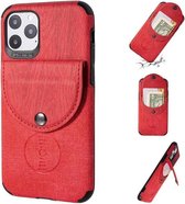 Voor iPhone 11 Pro Max schokbestendige houtstructuur TPU magnetische beschermhoes met kaartsleuf (rood)
