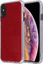 Voor iPhone XR Fine Hole Series TPU + acryl anti-fall spiegel telefoon beschermhoes (wijnrood)