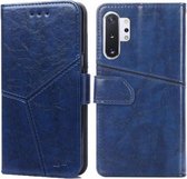 Voor Samsung Galaxy Note10 Geometrische stiksels Horizontale flip TPU + PU lederen tas met houder & kaartsleuven en portemonnee (blauw)