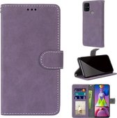 Voor Samsung Galaxy M51 Retro Frosted Horizontale Flip PU lederen tas met houder & kaartsleuven & portemonnee & fotolijst (paars)