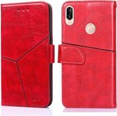 Voor Huawei P20 lite / nova 3e Geometrische stiksels Horizontale flip TPU + PU lederen tas met houder & kaartsleuven en portemonnee (rood)