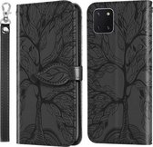 Voor Samsung Galaxy A81 Life of Tree Embossing Pattern Horizontale Flip lederen tas met houder & kaartsleuf & portemonnee & fotolijst & lanyard (zwart)