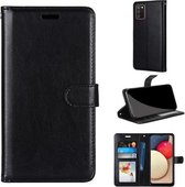 Voor Samsung Galaxy A02s / M02s Pure Color Horizontale Flip PU lederen tas met houder & kaartsleuven & portemonnee & fotolijst (zwart)