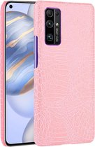 Voor Huawei Honor 30 schokbestendige krokodiltextuur pc + PU-hoes (roze)