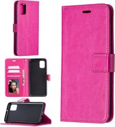 Voor Samsung Galaxy A31 Crazy Horse Texture Horizontale Flip Leren Case met Houder & Kaartsleuven & Portemonnee & Fotolijst (Rose Rood)