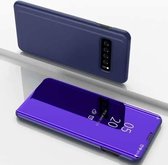 Galvaniserende spiegel horizontale flip lederen tas voor Galaxy S10 5G, met houder (violetblauw)