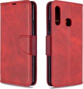 Voor Galaxy A70e retro lamsvacht textuur pure kleur horizontale flip pu lederen case met houder & kaartsleuven & portemonnee & lanyard (rood)