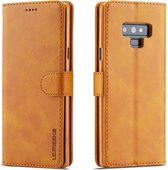 Voor Galaxy Note 9 LC.IMEEKE kalfsleer Horizontale flip lederen tas, met houder & kaartsleuven & portemonnee (geel)