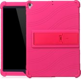 Voor iPad 10.2 / 10.5 tablet-pc siliconen beschermhoes met onzichtbare beugel (roze rood)