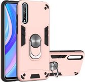 Voor Huawei Y8P (2020) 2 in 1 Armor Series PC + TPU beschermhoes met ringhouder (roségoud)