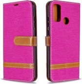 Voor Huawei P Smart (2020) Kleuraanpassing Denim Textuur Horizontale Flip Leren Case met Houder & Kaartsleuven & Portemonnee & Lanyard (Rose Rood)