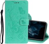 Voor Huawei Y7P / P40 lite E Pressed Printing Butterfly Pattern Horizontale Flip Leather Case met houder & kaartsleuven (groen)