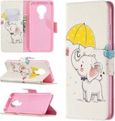 Voor Nokia 5.3 Gekleurde tekening patroon Horizontale flip lederen tas met houder & kaartsleuven & portemonnee (olifant)