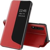 Voor Huawei P20 Zijdisplay Schokbestendig Horizontaal Flip Leren Hoesje met Houder & Oproepbeantwoordfunctie & Slaap / Wakker worden (Rood)