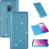 Voor Samsung Galaxy S9 ultradunne glitter magnetische horizontale flip lederen tas met houder en kaartsleuven (hemelsblauw)