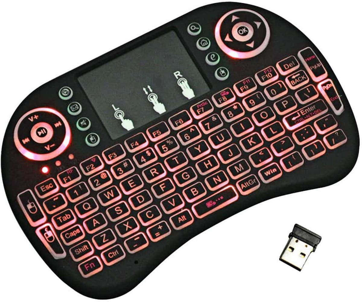 Mini i8 Air Mouse 92-toetsen QWERTY 2.4G draadloos backlight toetsenbord met Touchpad voor Android TV Box & Google TV Box & PC Tablet & Xbox360 & PS3 & HTPC/IPTV, biedt automatische slaap en ontwaak functie