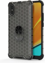 Voor Xiaomi Redmi 9A schokbestendige honingraat PC + TPU ringhouder beschermhoes (grijs)