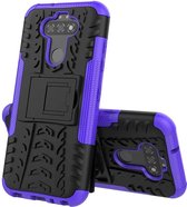 Voor LG K31 Tyre Texture Shockproof TPU + PC beschermhoes met houder (paars)