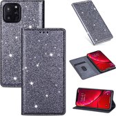 Voor iPhone 11 Pro Max ultradunne glitter magnetische horizontale flip lederen tas met houder en kaartsleuven (grijs)
