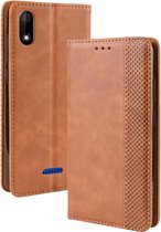 Magnetische gesp Retro Crazy Horse Texture Horizontale Flip Leather Case voor Wiko Y60, met houder & kaartsleuven & fotolijst (bruin)