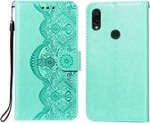 Voor Xiaomi Redmi 7 Flower Vine Embossing Pattern Horizontale Flip Leather Case met Card Slot & Holder & Wallet & Lanyard (Green)