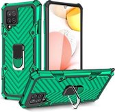 Voor Samsung Galaxy A42 5G Cool Armor PC + TPU schokbestendig hoesje met 360 graden rotatie ringhouder (donkergroen)