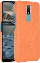Voor Nokia 2.4 Shockproof Crocodile Texture PC + PU Case (Oranje)