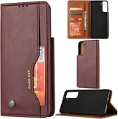 Voor Samsung Galaxy S21 5G Kneed Huidtextuur Horizontale Flip Leren Case met Fotolijst & Houder & Kaartsleuven & Portemonnee (Wijnrood)