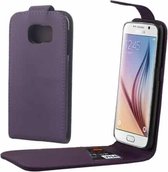 Voor Galaxy S6 / G920 kleurrijke verticale flip magnetische knop lederen tas (paars)