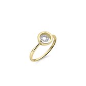 Jewels Inc. - Ring - Rond met binnen cirkel gezet met Zirkonia - 8.5mmØ - Maat 58 - Bi-color 14 Karaat Goud