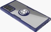 Voor Samsung Galaxy Note 20 schokbestendig transparant TPU + acryl beschermhoes, met ringhouder (marineblauw)