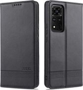 For Honor V40 5G AZNS Magnetische Kalf Textuur Horizontale Flip Leren Case met Kaartsleuven & Houder & Portemonnee (Zwart)