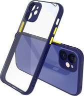 Bandzijde Textuur Contrastknop Schokbestendig PC + TPU telefoon beschermhoes voor iPhone 12 Mini (koningsblauw)