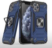 Voor iPhone 11 Pro magnetisch pantser schokbestendig TPU + pc-hoesje met metalen ringhouder (blauw)