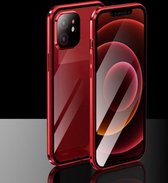 Galvaniserend frame Dubbelzijdig Gehard glas Magnetische adsorptiehoes voor iPhone 12 mini (rood)