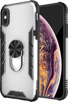 Magnetische matte pc + matte TPU schokbestendige behuizing met ringhouder voor iPhone XS Max (melkachtig wit)