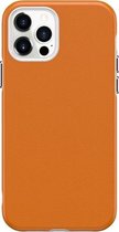 Zakelijke stijl PU + pc-beschermhoes voor iPhone 12/12 Pro (oranje)