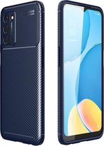 Voor OPPO A55 5G koolstofvezel textuur schokbestendig TPU-hoesje (blauw)