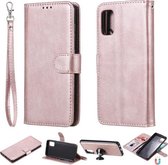 Voor Samsung Galaxy A41 (EU-versie) 2 in 1 effen kleur afneembare PU lederen tas met kaartsleuven & magnetische houder & fotolijst & portemonnee & riem (roségoud)