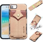 Voor iPhone SE 2020 & 8 & 7 stoffen textuur + PU + TPU schokbestendige beschermhoes met kaartsleuven (kaki)