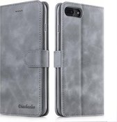 Voor iPhone 7 Plus / 8 Plus Diaobaolee Pure Fresh Texture Horizontale Flip Leather Case, met houder & kaartsleuf & portemonnee & fotolijst (grijs)