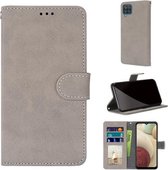 Voor Samsung Galaxy A12 / M12 Retro Frosted Horizontale Flip PU lederen tas met houder & kaartsleuven & portemonnee & fotolijst (grijs)