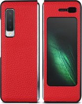 Voor Galaxy Fold / W2020 schokbestendige volledige dekking Litchi textuur lederen tas (rood)