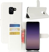 Voor Galaxy A8 (2018) Litchi Texture Horizontale Flip Leren Case met Houder & Kaartsleuven & Portemonnee (Wit)