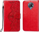 Voor Xiaomi Redmi K30 Pro Flower Vine Embossing Pattern Horizontale Flip Leather Case met Card Slot & Holder & Wallet & Lanyard (Red)