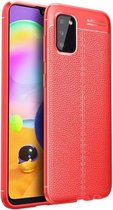 Voor Samsung Galaxy A02s (Europese versie) Litchi Texture TPU schokbestendig hoesje (rood)
