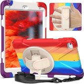Schokbestendige kleurrijke siliconen + pc-beschermhoes met houder en schouderriem en draagriem voor iPad Mini (2019) (rood)